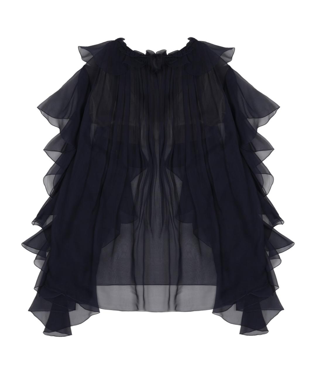 ALBERTA FERRETTI Темно-синяя шелковая блузы, фото 2