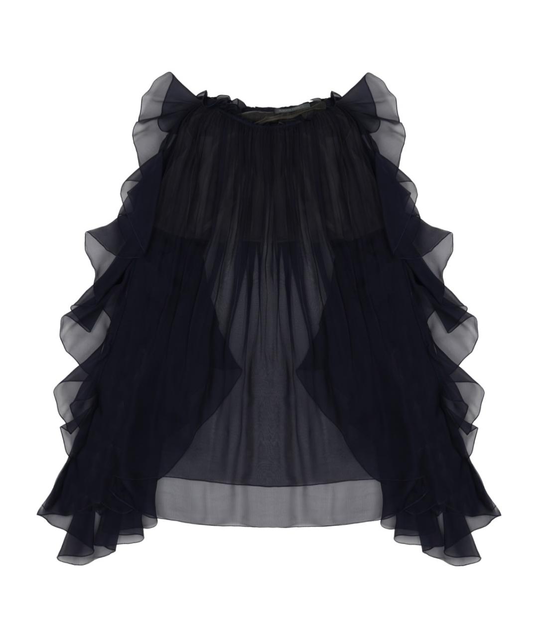 ALBERTA FERRETTI Темно-синяя шелковая блузы, фото 1