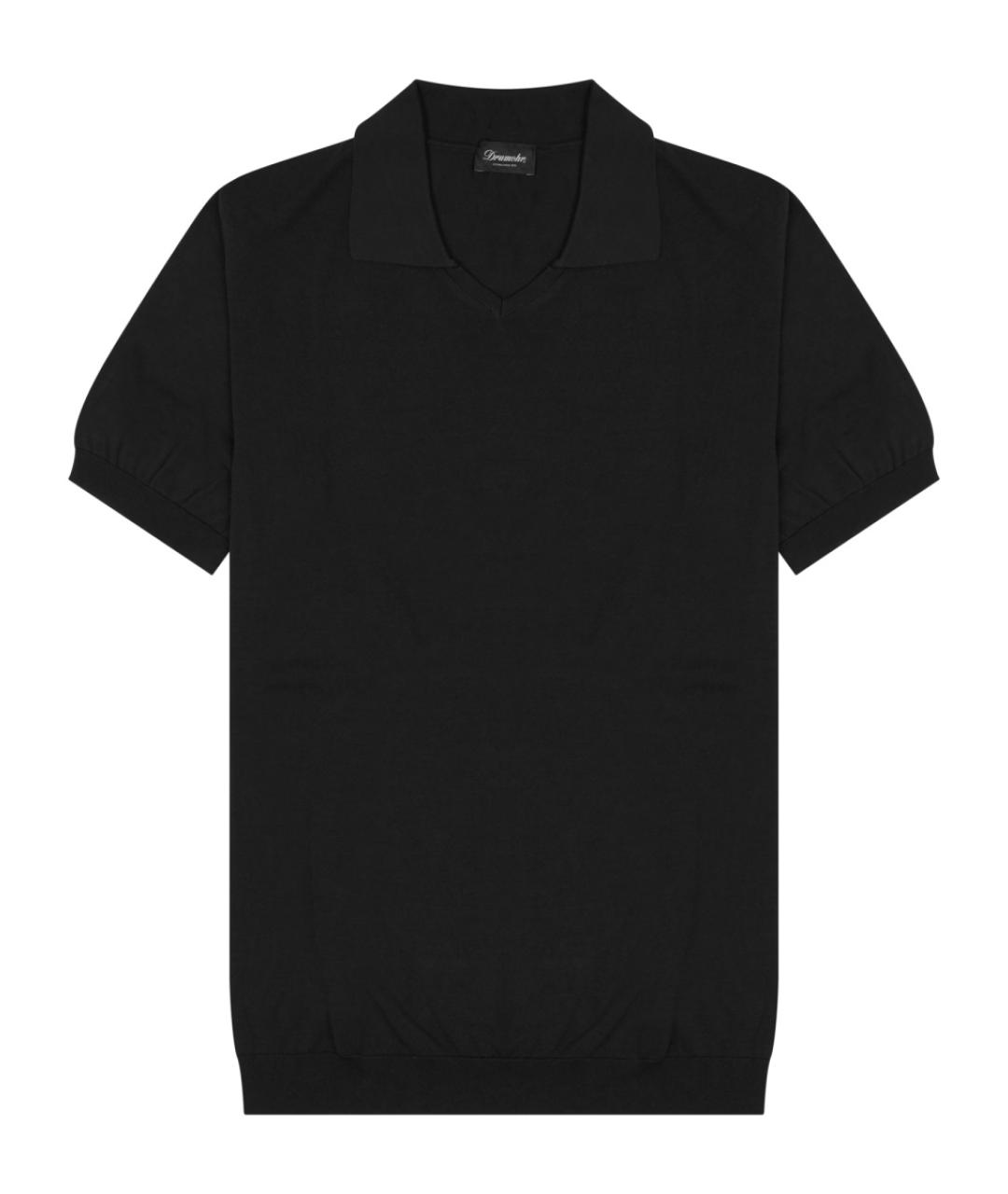 Drumohr Черное хлопковое поло с коротким рукавом, фото 1
