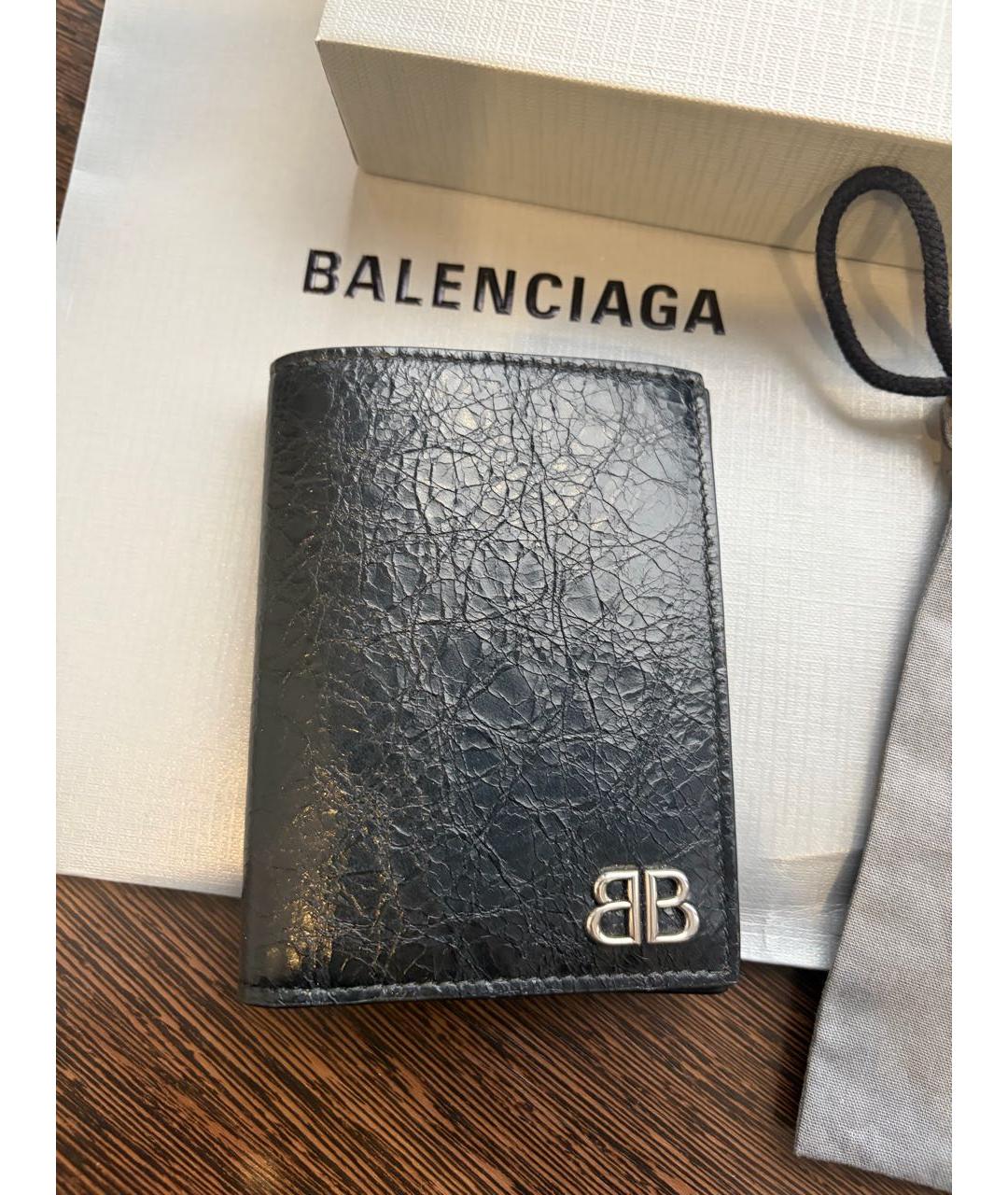 BALENCIAGA Черный кожаный кошелек, фото 7