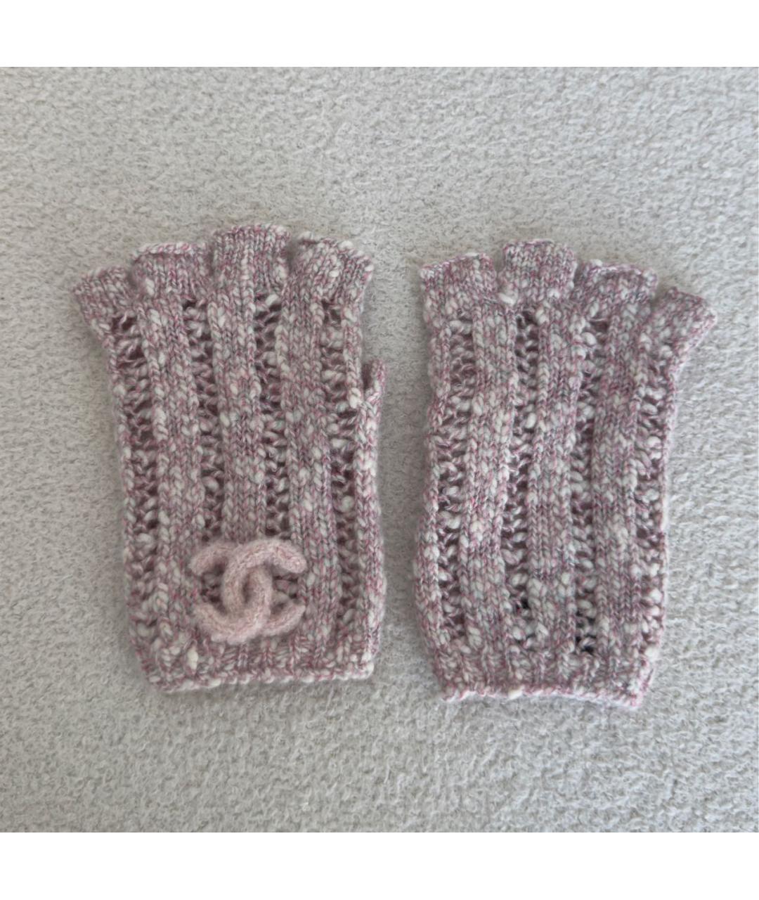 CHANEL Розовые шерстяные митенки, фото 7