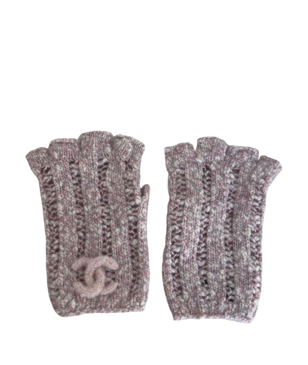CHANEL Розовые шерстяные митенки, фото 1