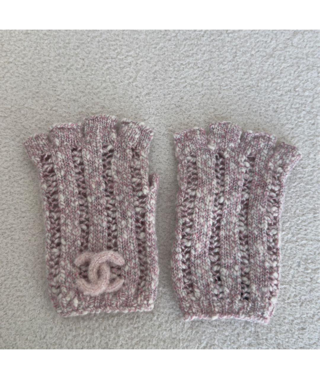 CHANEL Розовые шерстяные митенки, фото 6