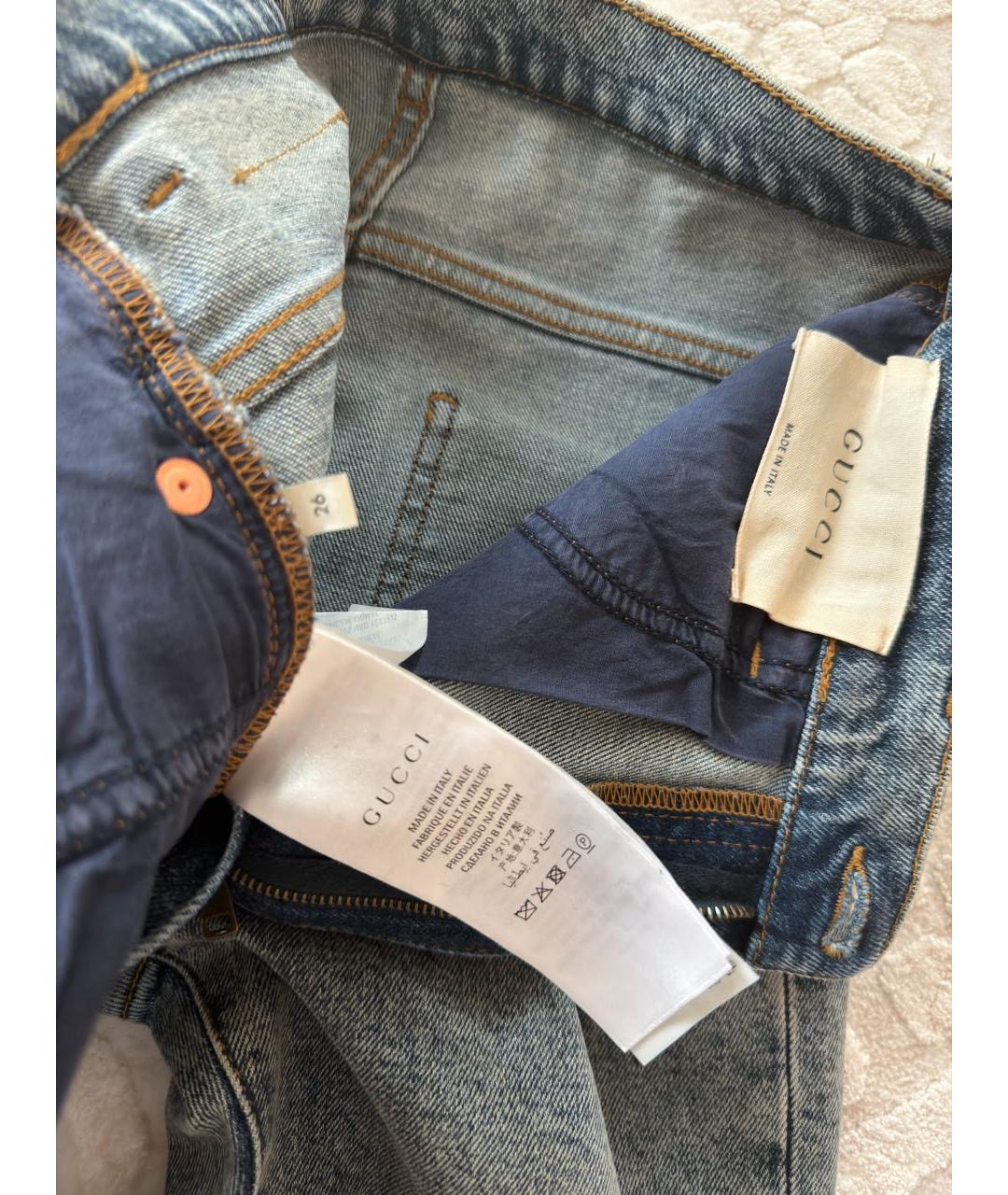 GUCCI Синие хлопковые прямые джинсы, фото 5