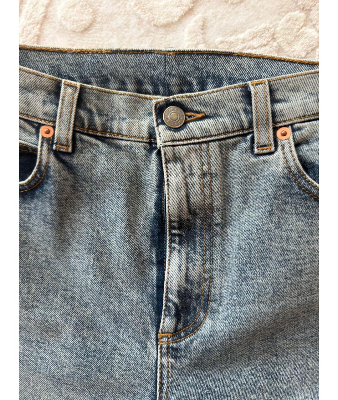 GUCCI Синие хлопковые прямые джинсы, фото 4