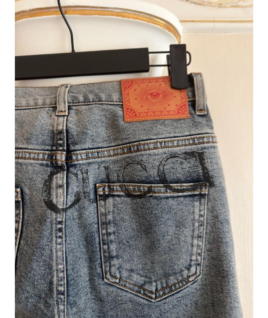 GUCCI Синие хлопковые прямые джинсы, фото 3