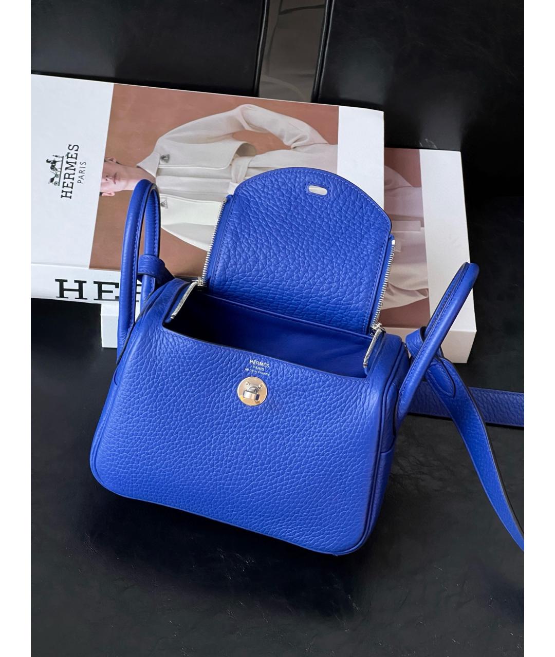 HERMES Синяя кожаная сумка через плечо, фото 7