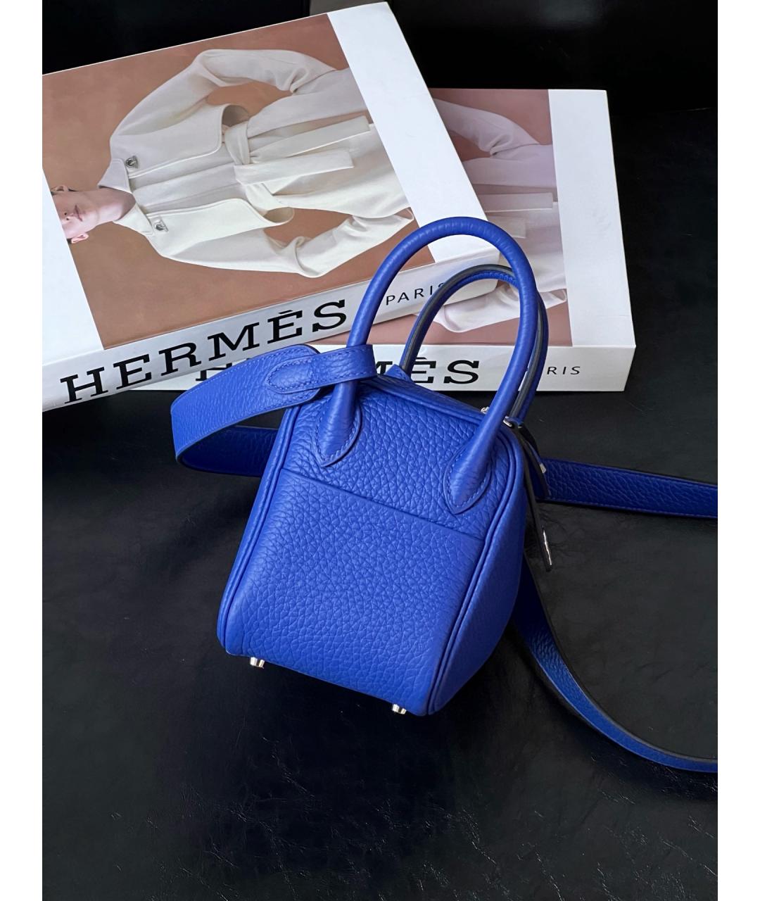 HERMES Синяя кожаная сумка через плечо, фото 3