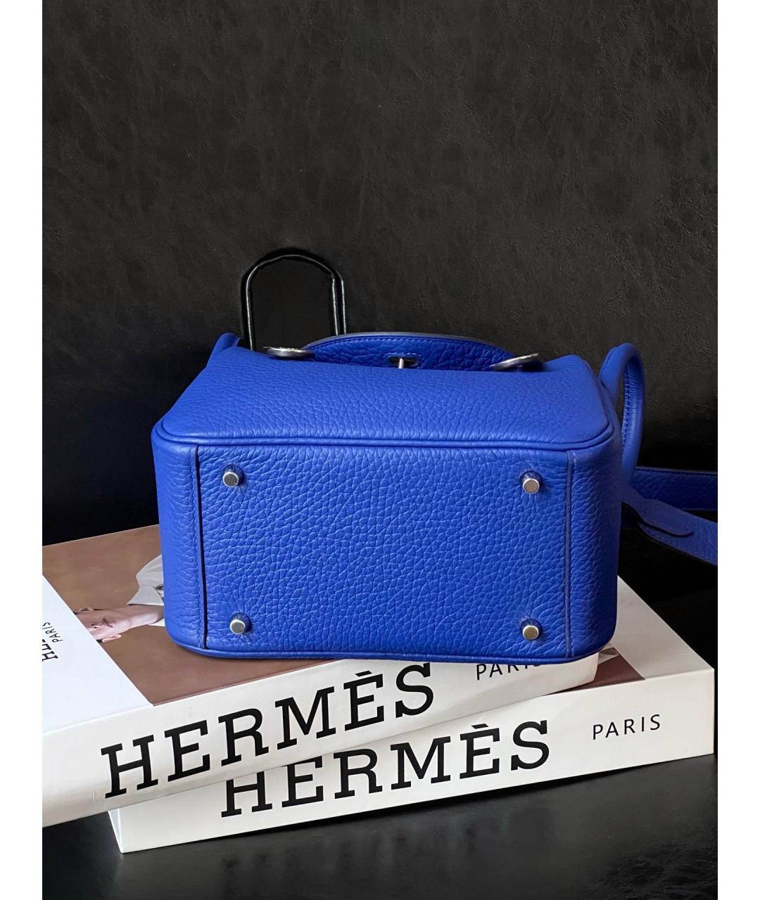 HERMES Синяя кожаная сумка через плечо, фото 5