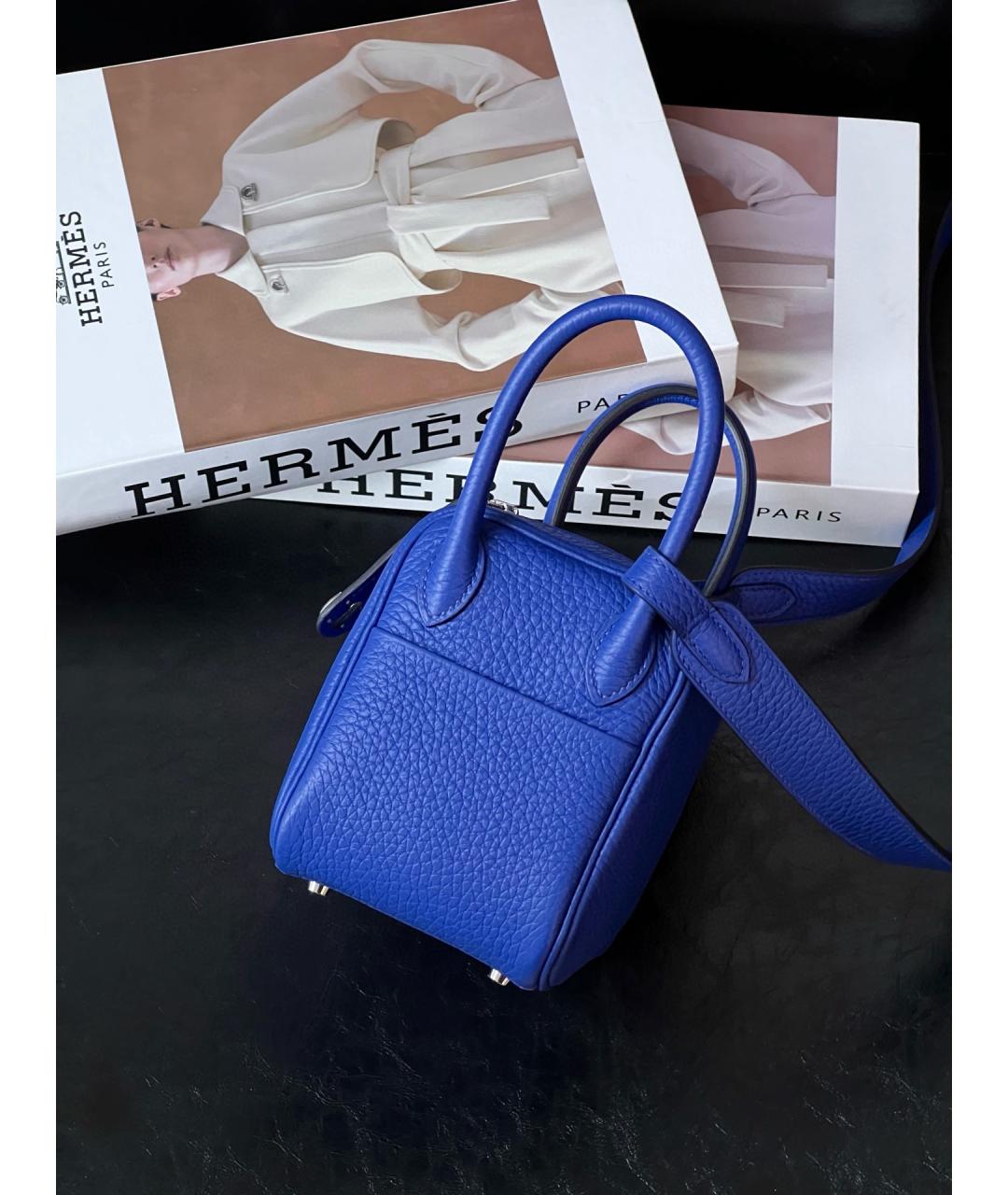 HERMES Синяя кожаная сумка через плечо, фото 4
