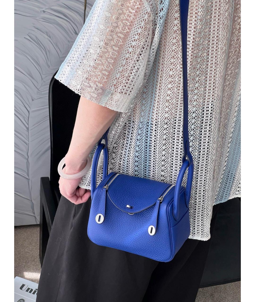 HERMES Синяя кожаная сумка через плечо, фото 8