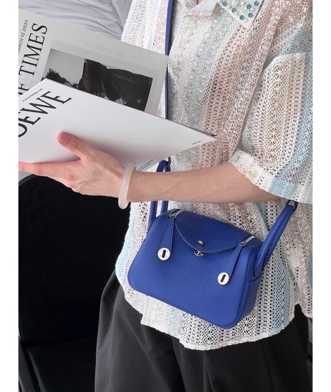 HERMES Синяя кожаная сумка через плечо, фото 9