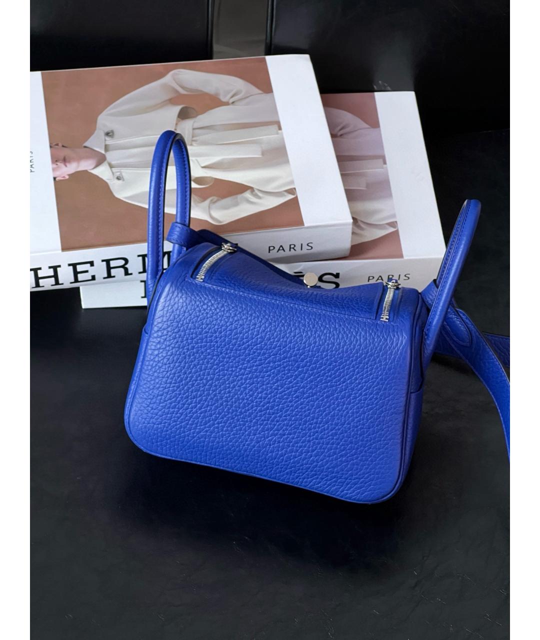 HERMES Синяя кожаная сумка через плечо, фото 2