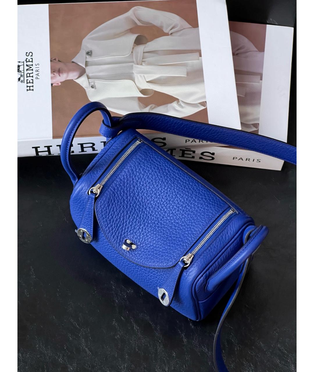 HERMES Синяя кожаная сумка через плечо, фото 6