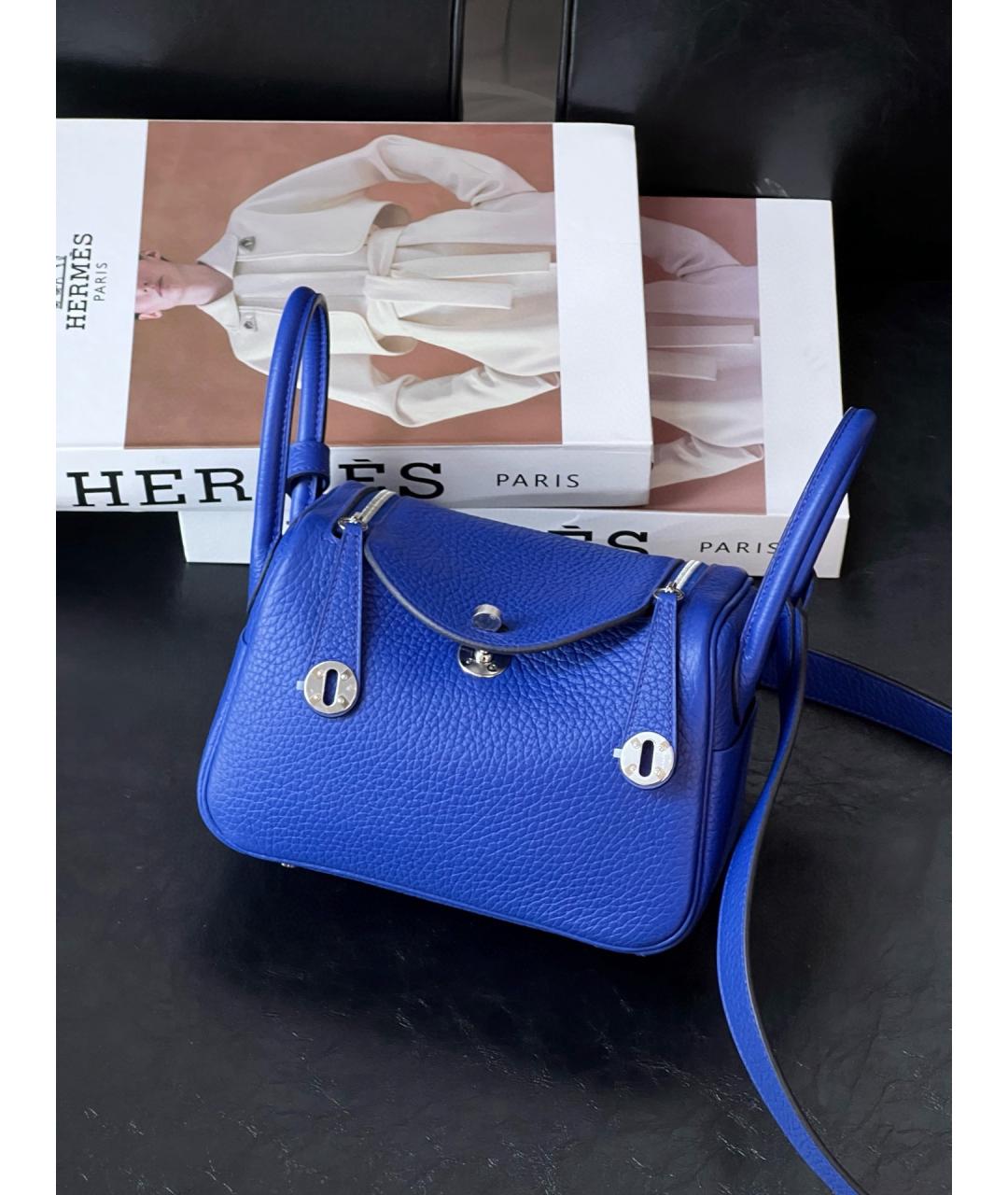 HERMES Синяя кожаная сумка через плечо, фото 10