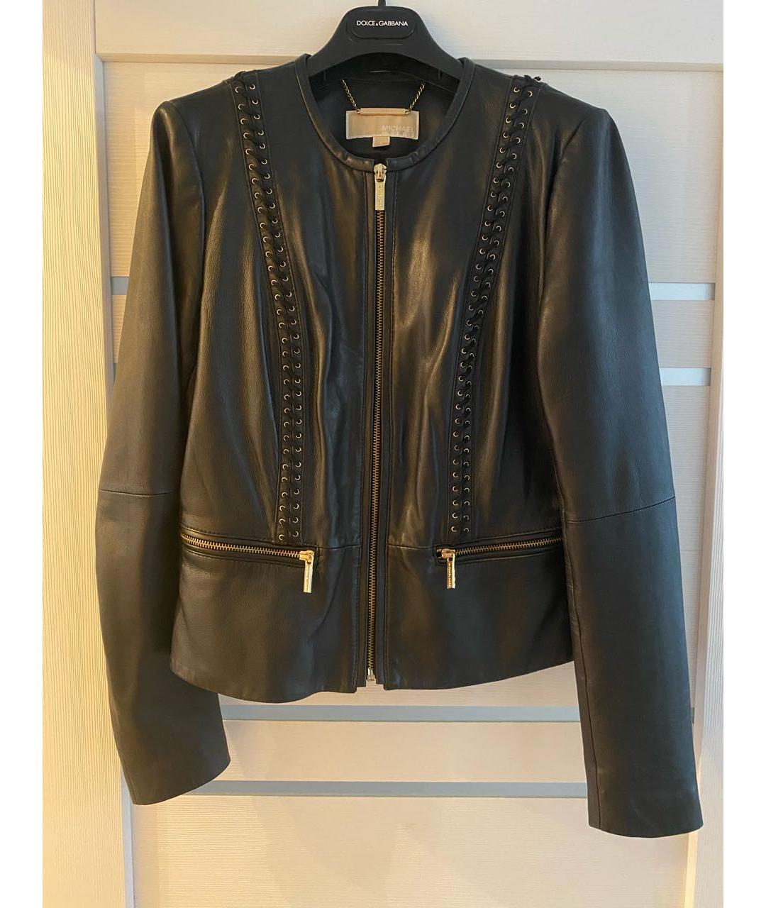 MICHAEL KORS Черная кожаная куртка, фото 7