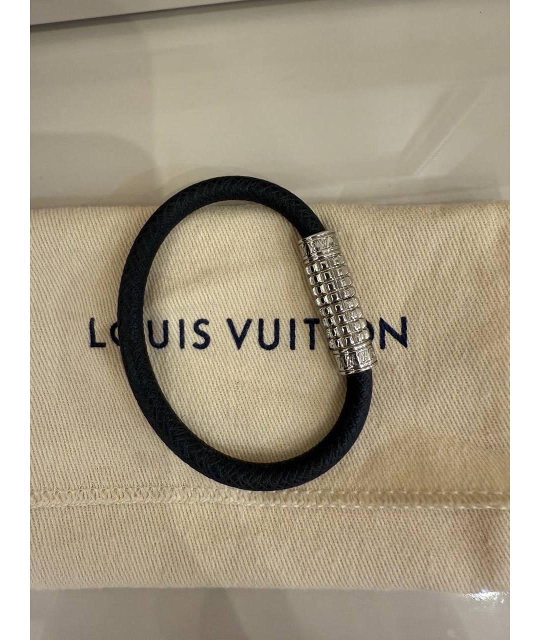 LOUIS VUITTON Черный кожаный браслет, фото 4