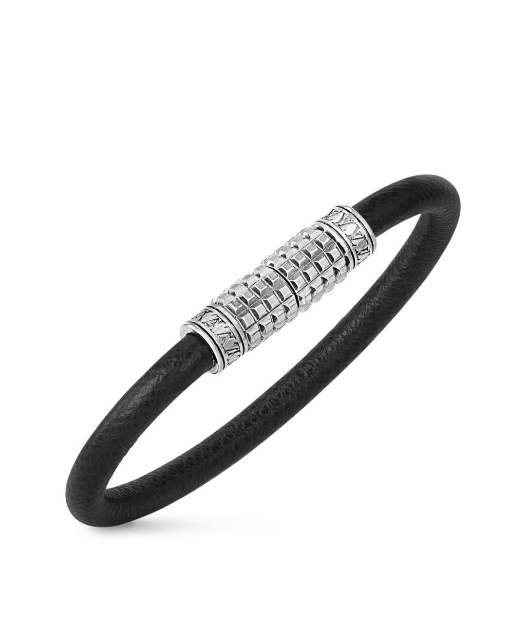 LOUIS VUITTON Черный кожаный браслет, фото 2