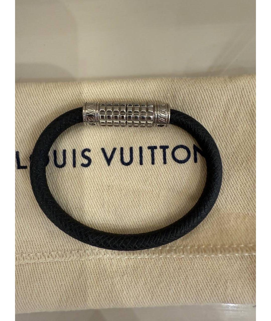 LOUIS VUITTON Черный кожаный браслет, фото 3