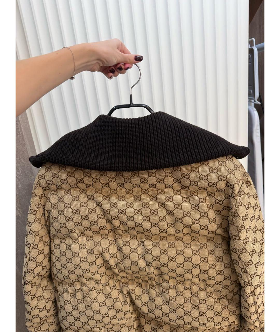 GUCCI Коричневый хлопковый пуховик, фото 3