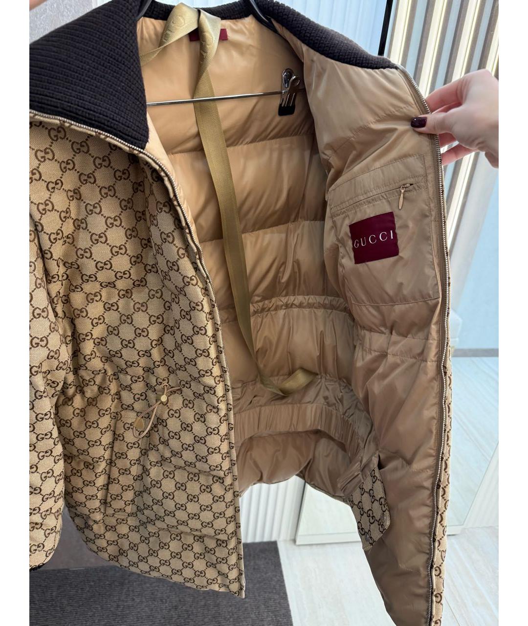 GUCCI Коричневый хлопковый пуховик, фото 5