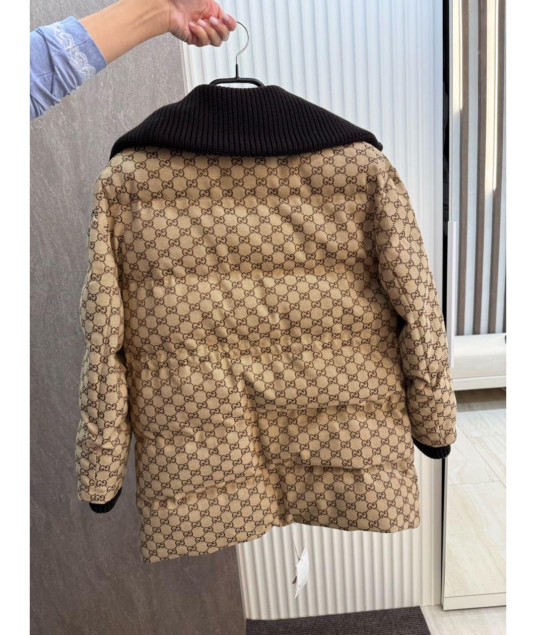 GUCCI Коричневый хлопковый пуховик, фото 2