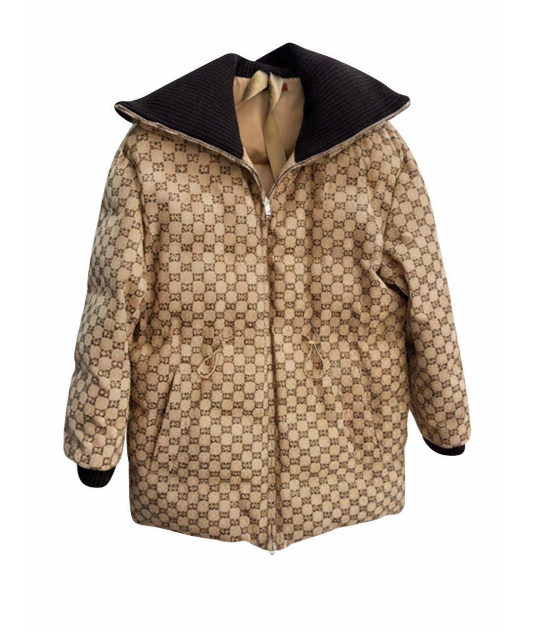 GUCCI Коричневый хлопковый пуховик, фото 1