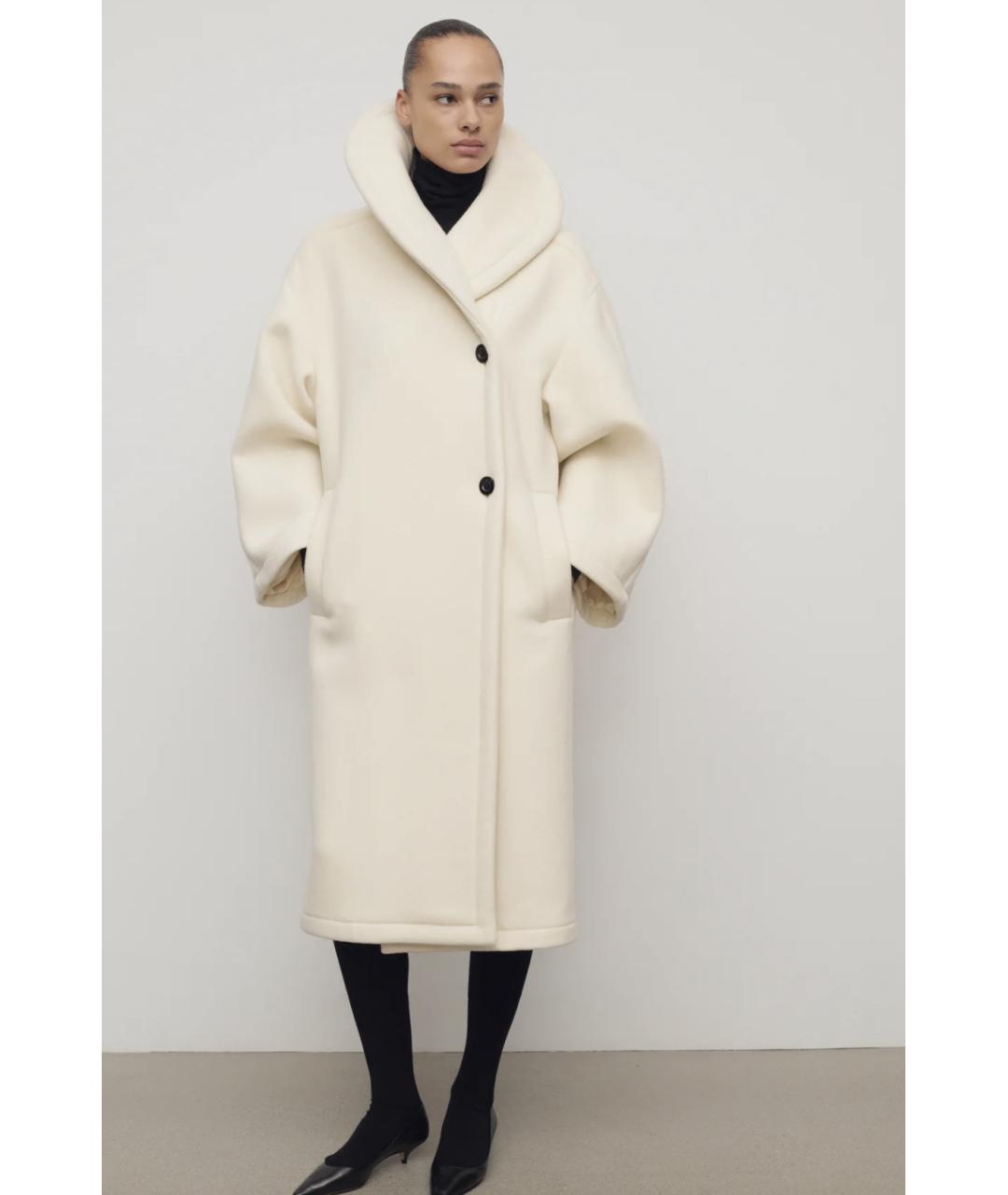 THE ROW Белое шерстяное пальто, фото 3