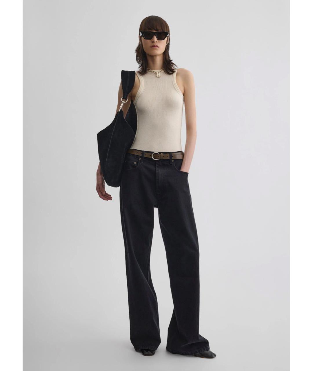 PHOEBE PHILO Черные хлопковые брюки широкие, фото 3