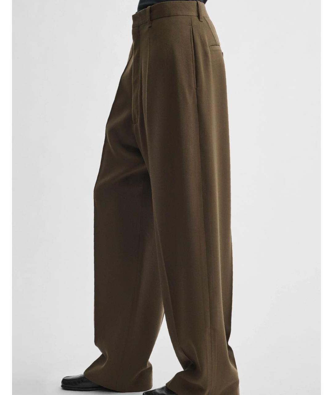 PHOEBE PHILO Хаки шерстяные брюки широкие, фото 4