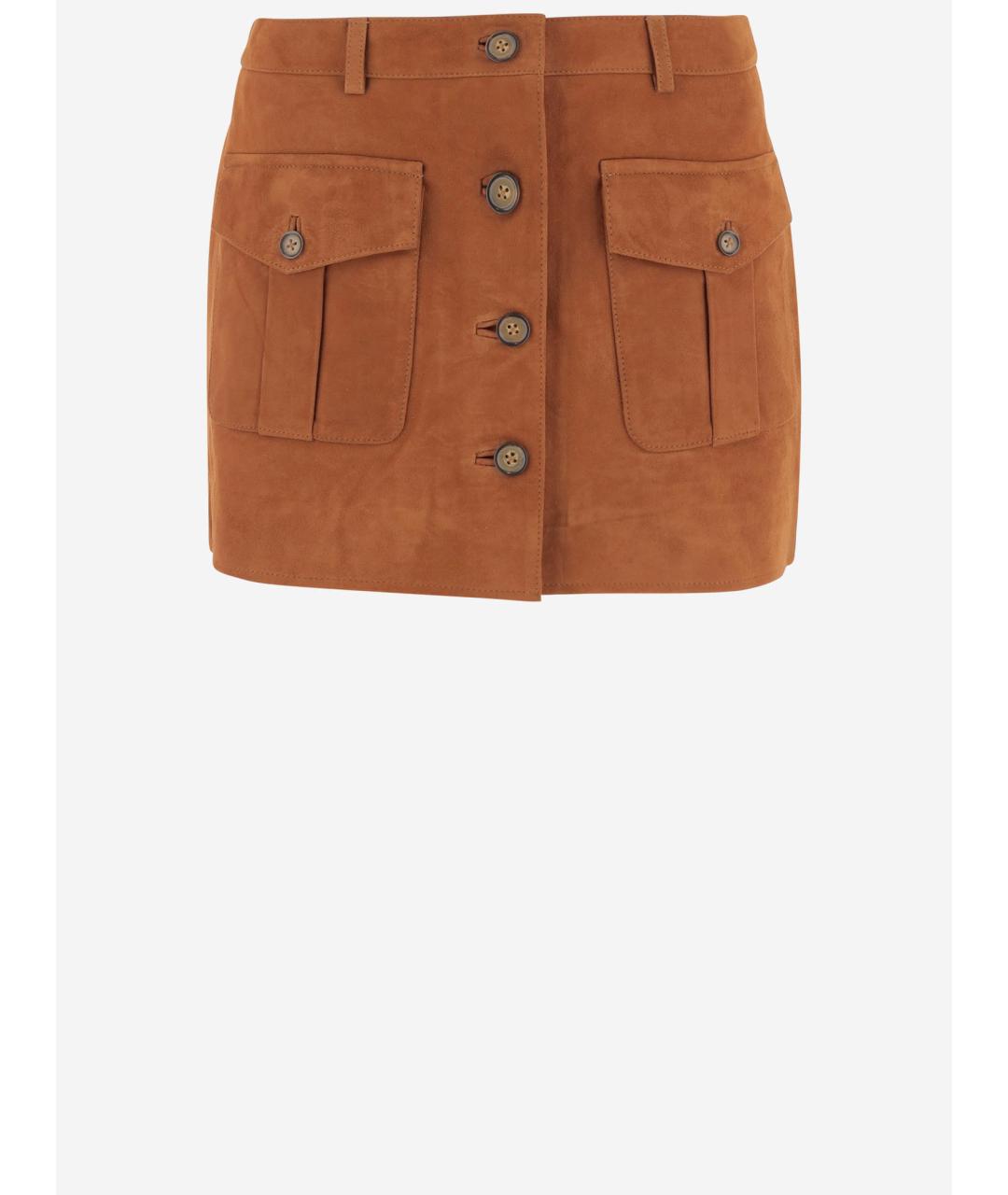 THE GARMENT Коричневая замшевая юбка мини, фото 4