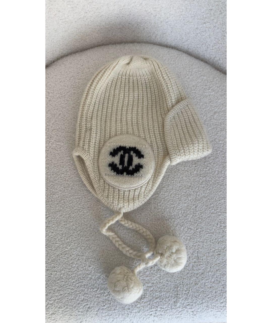 CHANEL Белая кашемировая шапка, фото 5
