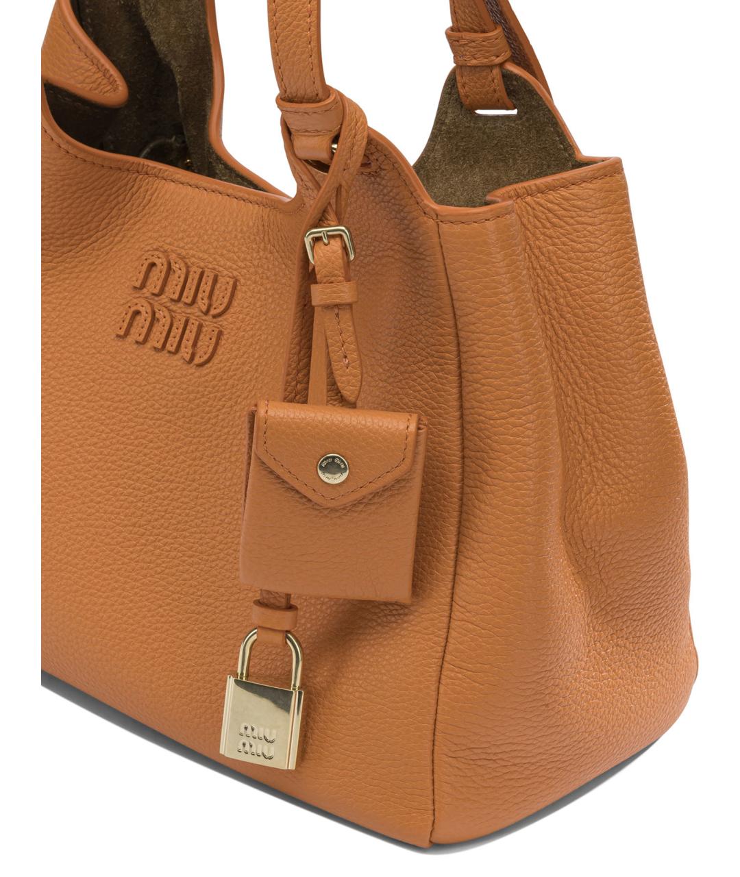 MIU MIU Оранжевая кожаная сумка тоут, фото 4
