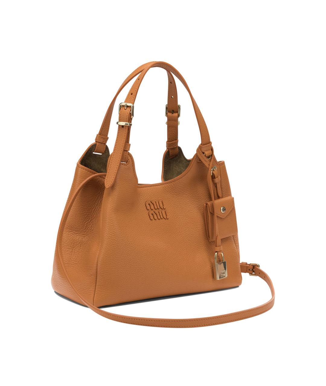 MIU MIU Оранжевая кожаная сумка тоут, фото 2