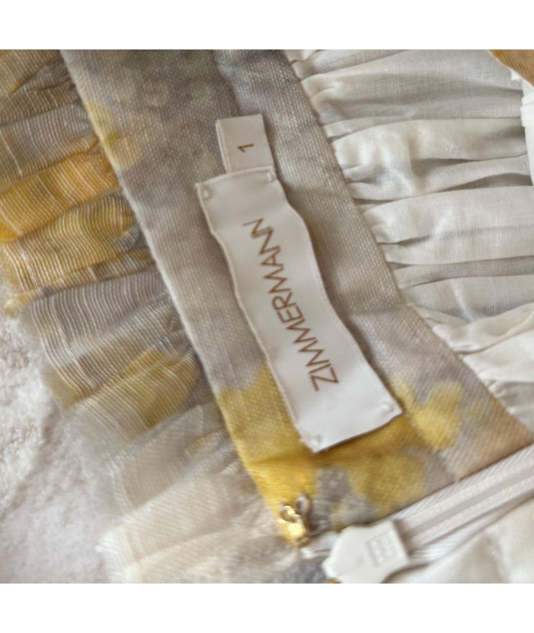 ZIMMERMANN Желтая льняная юбка мини, фото 5