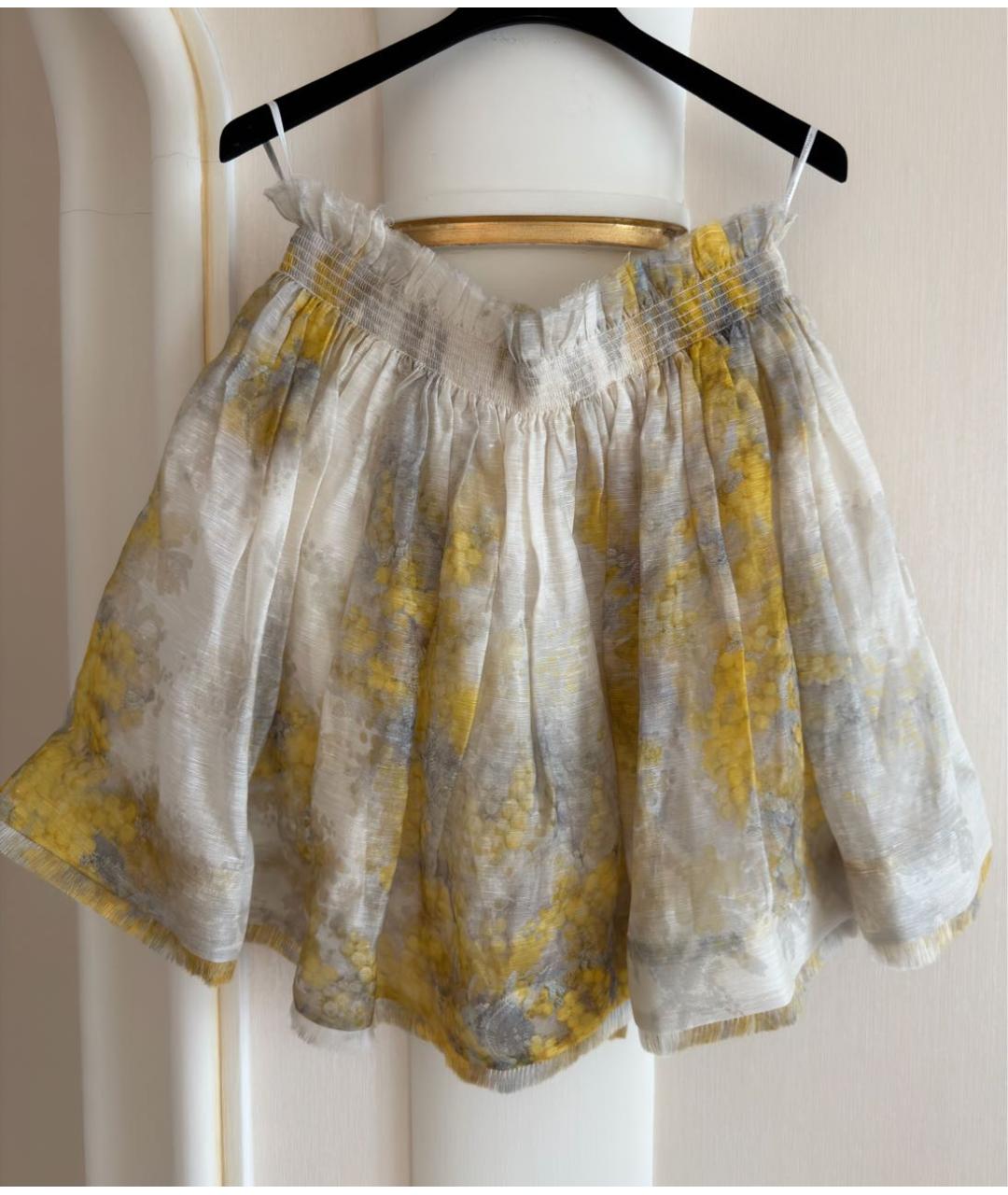 ZIMMERMANN Желтая льняная юбка мини, фото 7