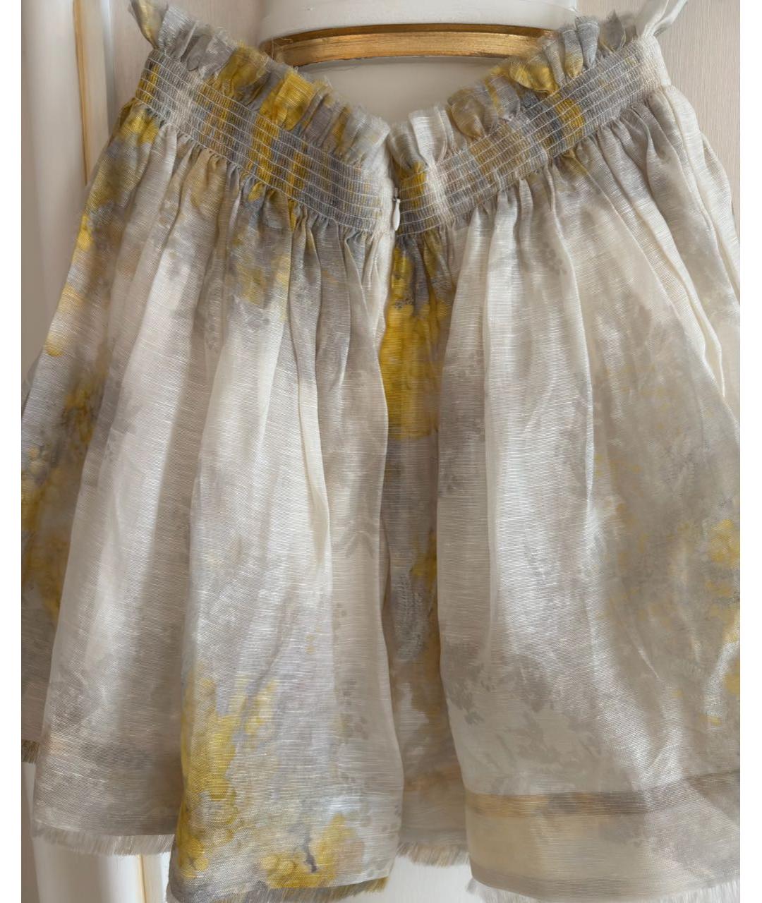 ZIMMERMANN Желтая льняная юбка мини, фото 3