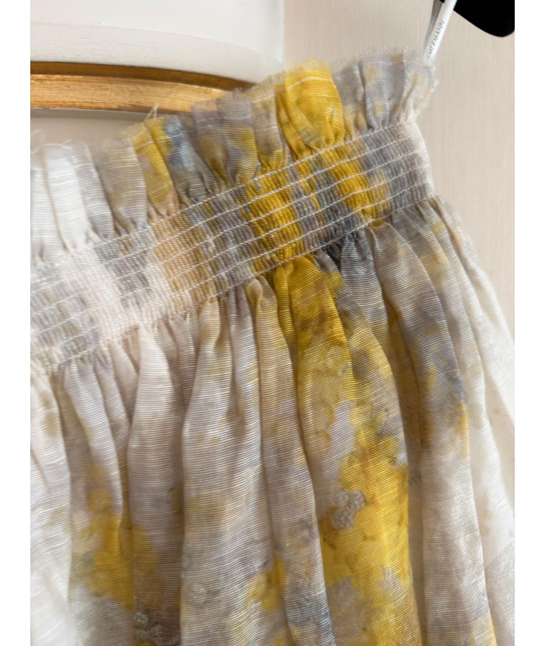 ZIMMERMANN Желтая льняная юбка мини, фото 2