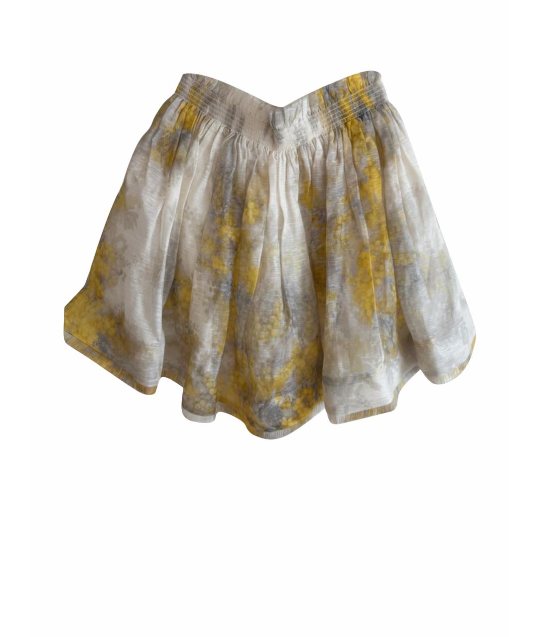 ZIMMERMANN Желтая льняная юбка мини, фото 1