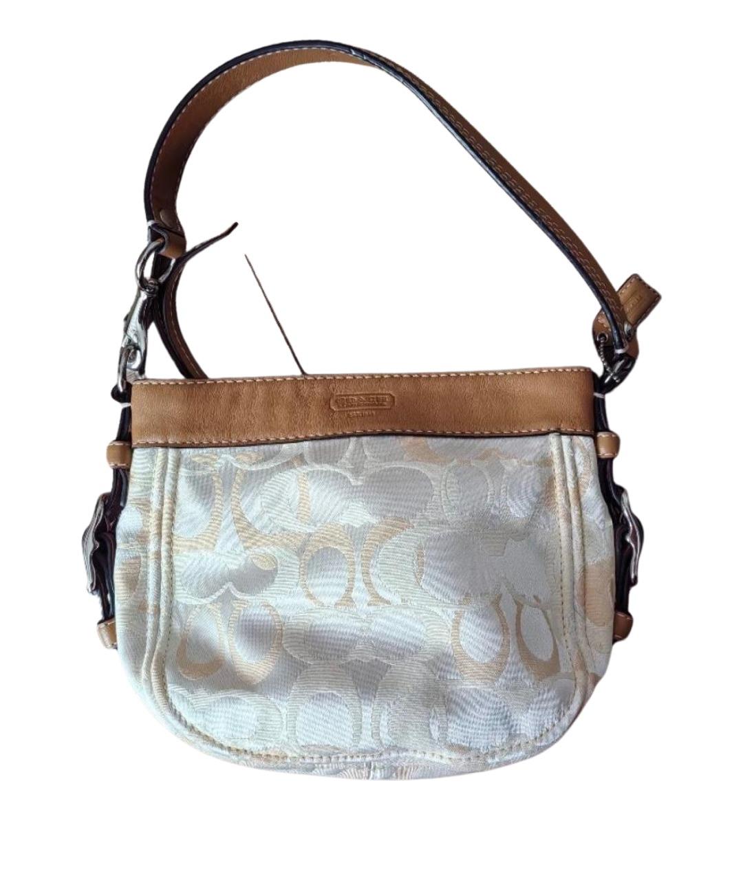 COACH Бежевая жаккардовая сумка с короткими ручками, фото 1