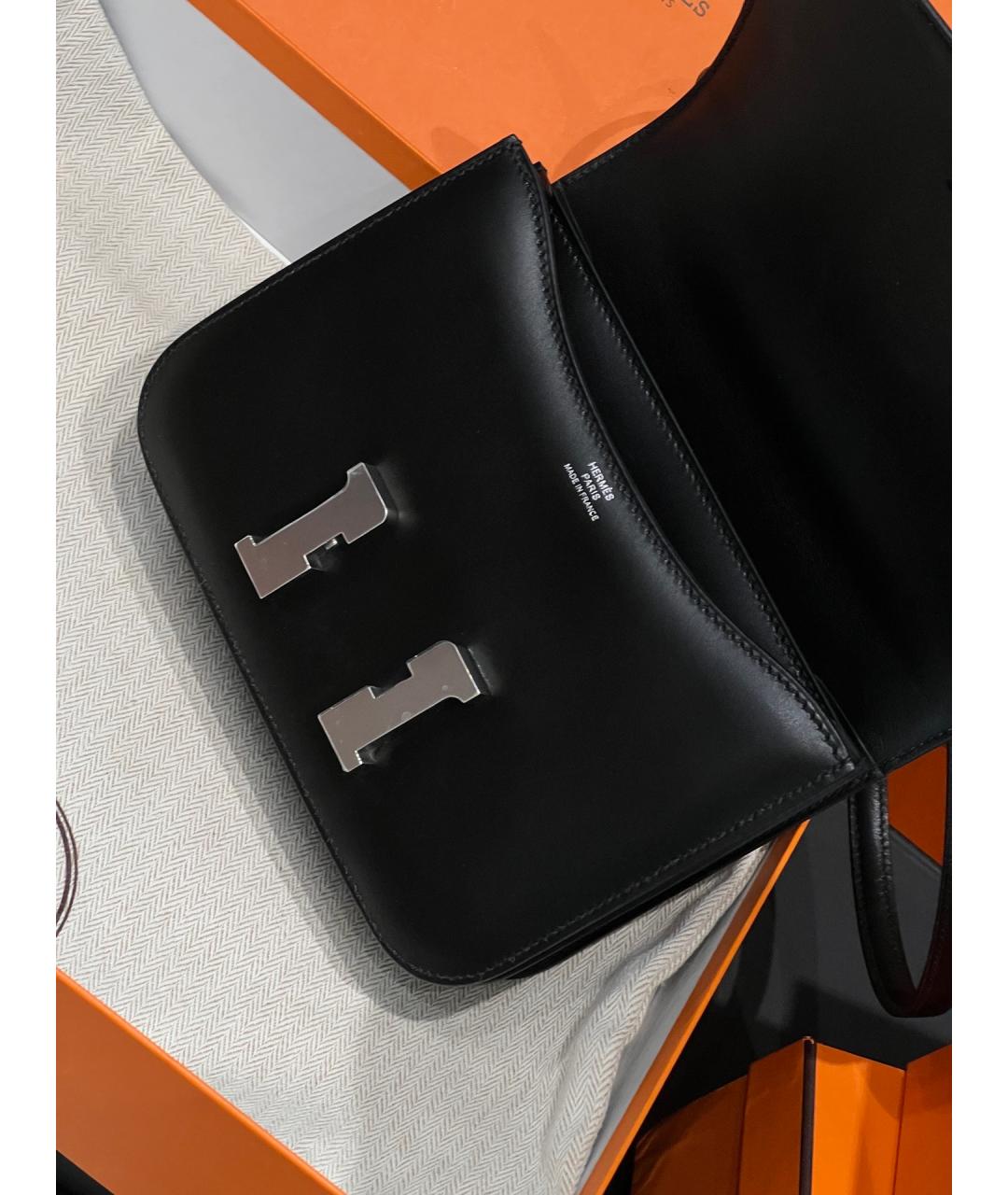 HERMES Черная кожаная сумка через плечо, фото 6