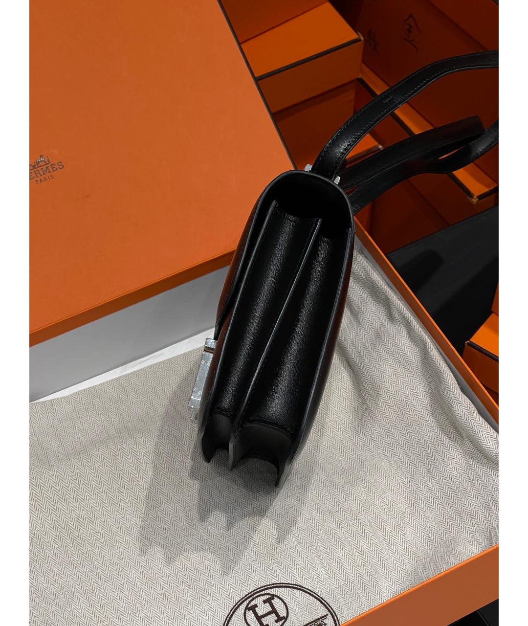 HERMES Черная кожаная сумка через плечо, фото 3