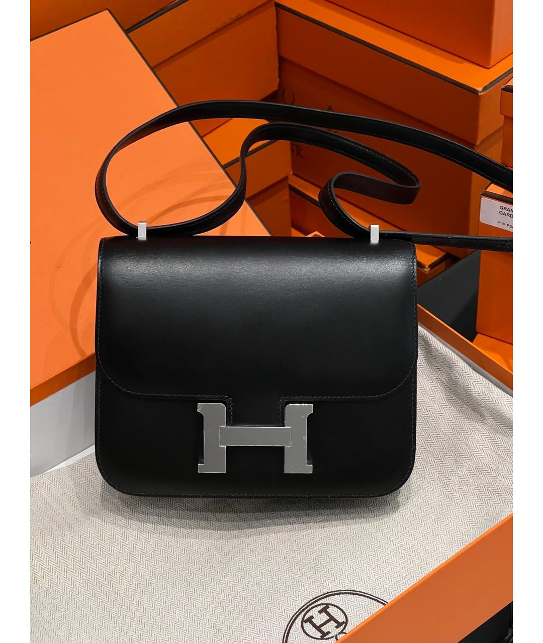 HERMES Черная кожаная сумка через плечо, фото 10