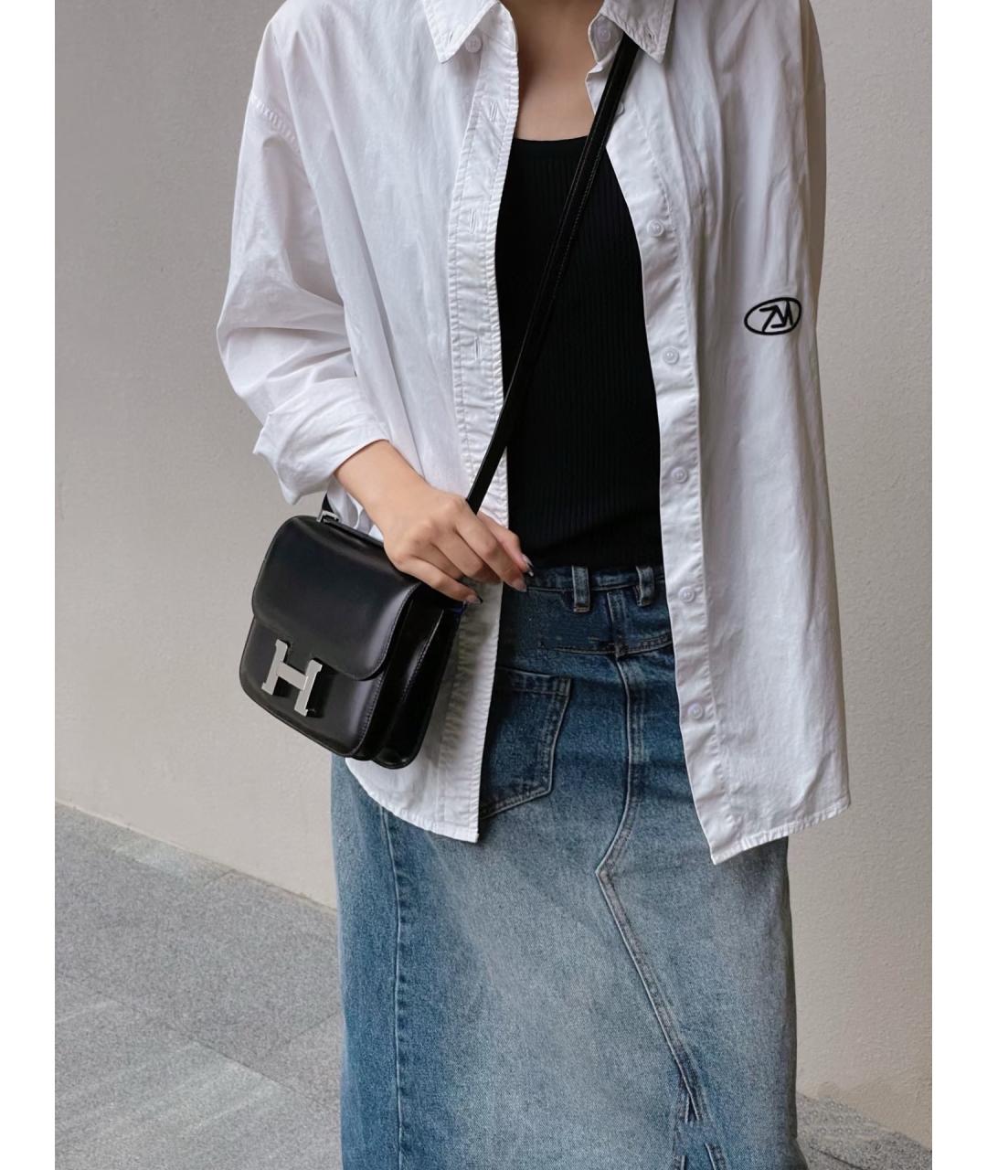 HERMES Черная кожаная сумка через плечо, фото 9