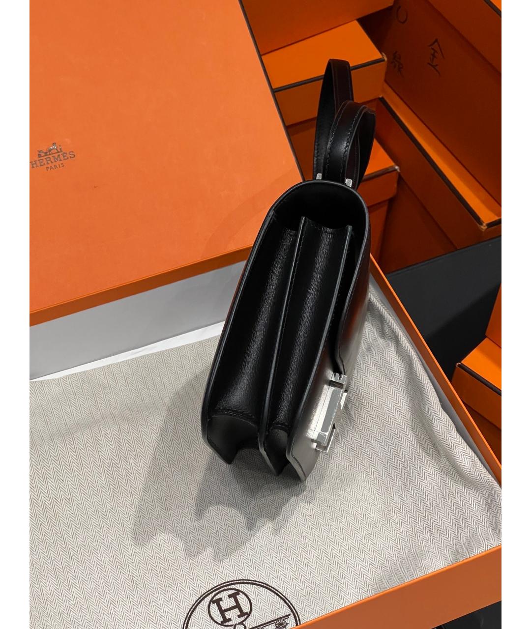 HERMES Черная кожаная сумка через плечо, фото 4