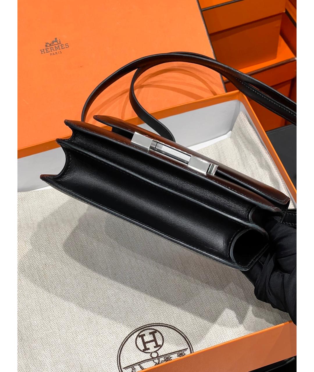 HERMES Черная кожаная сумка через плечо, фото 5