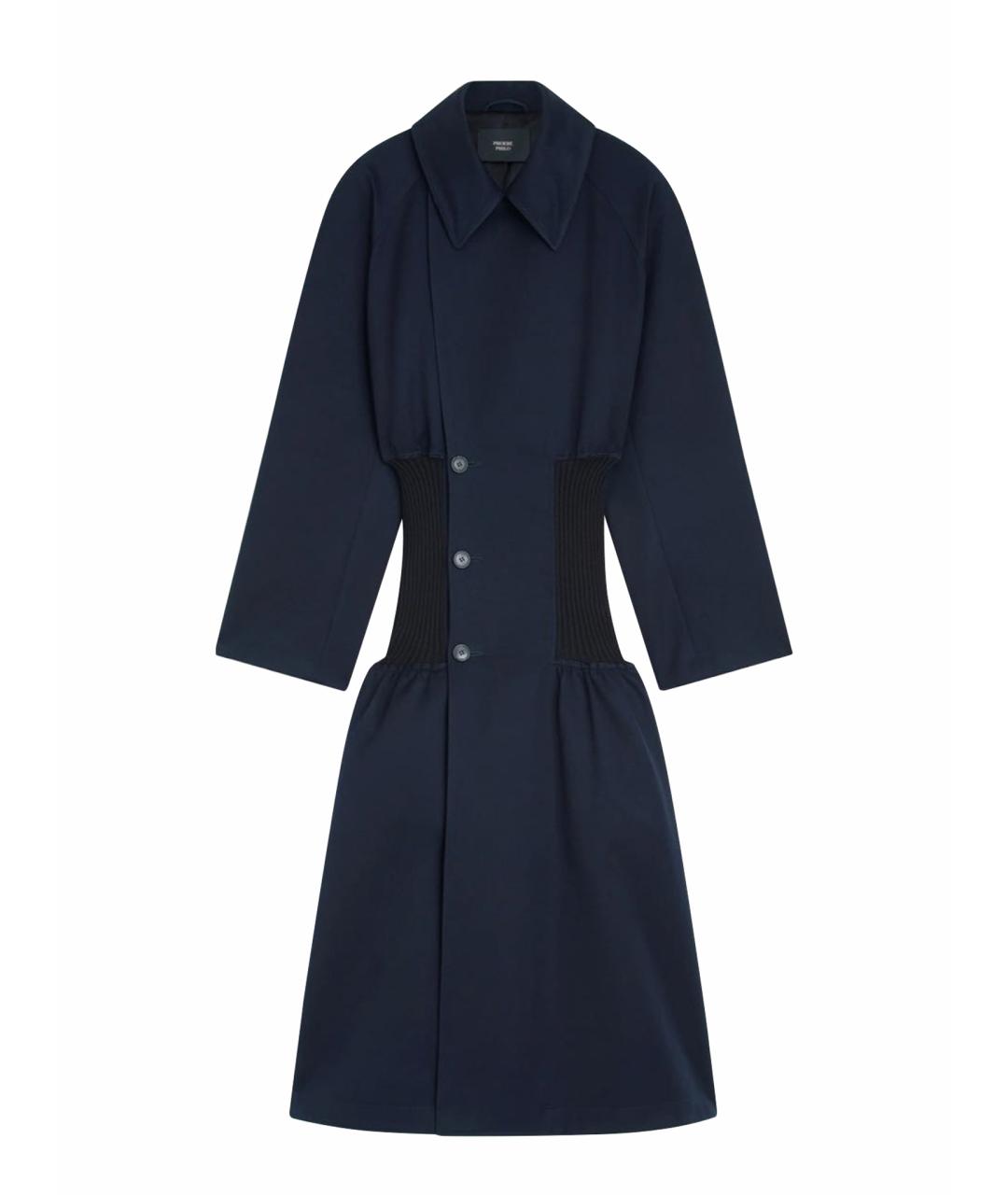 PHOEBE PHILO Темно-синее хлопковое пальто, фото 1
