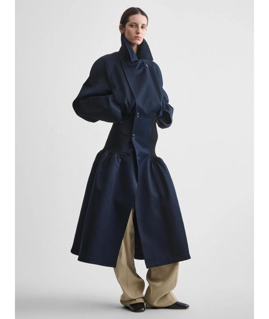 PHOEBE PHILO Темно-синее хлопковое пальто, фото 3