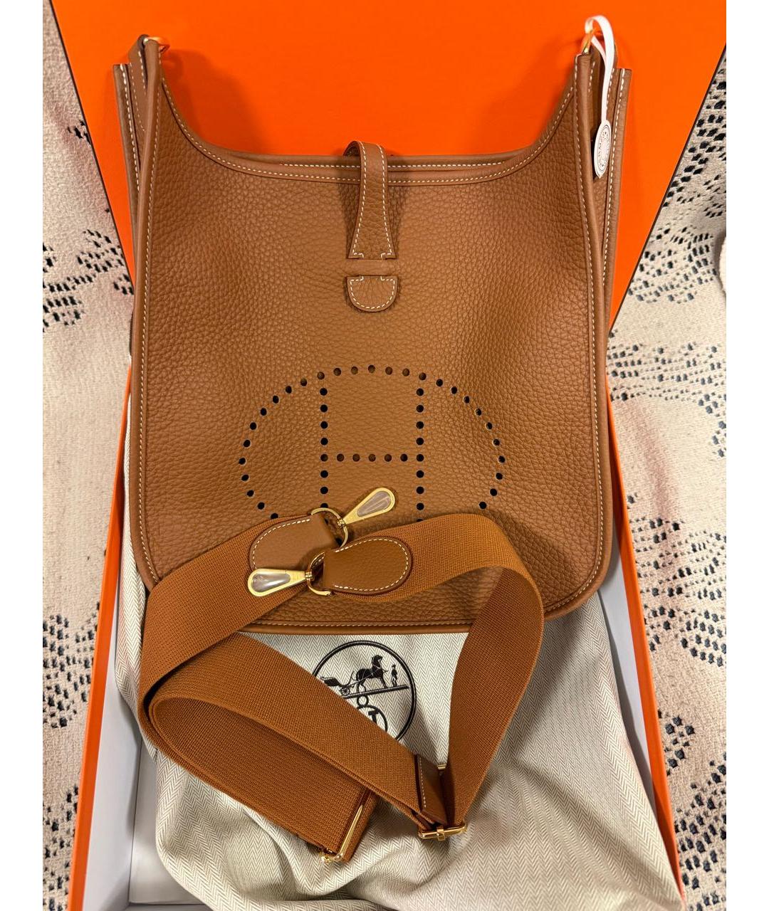 HERMES Коричневая кожаная сумка через плечо, фото 2