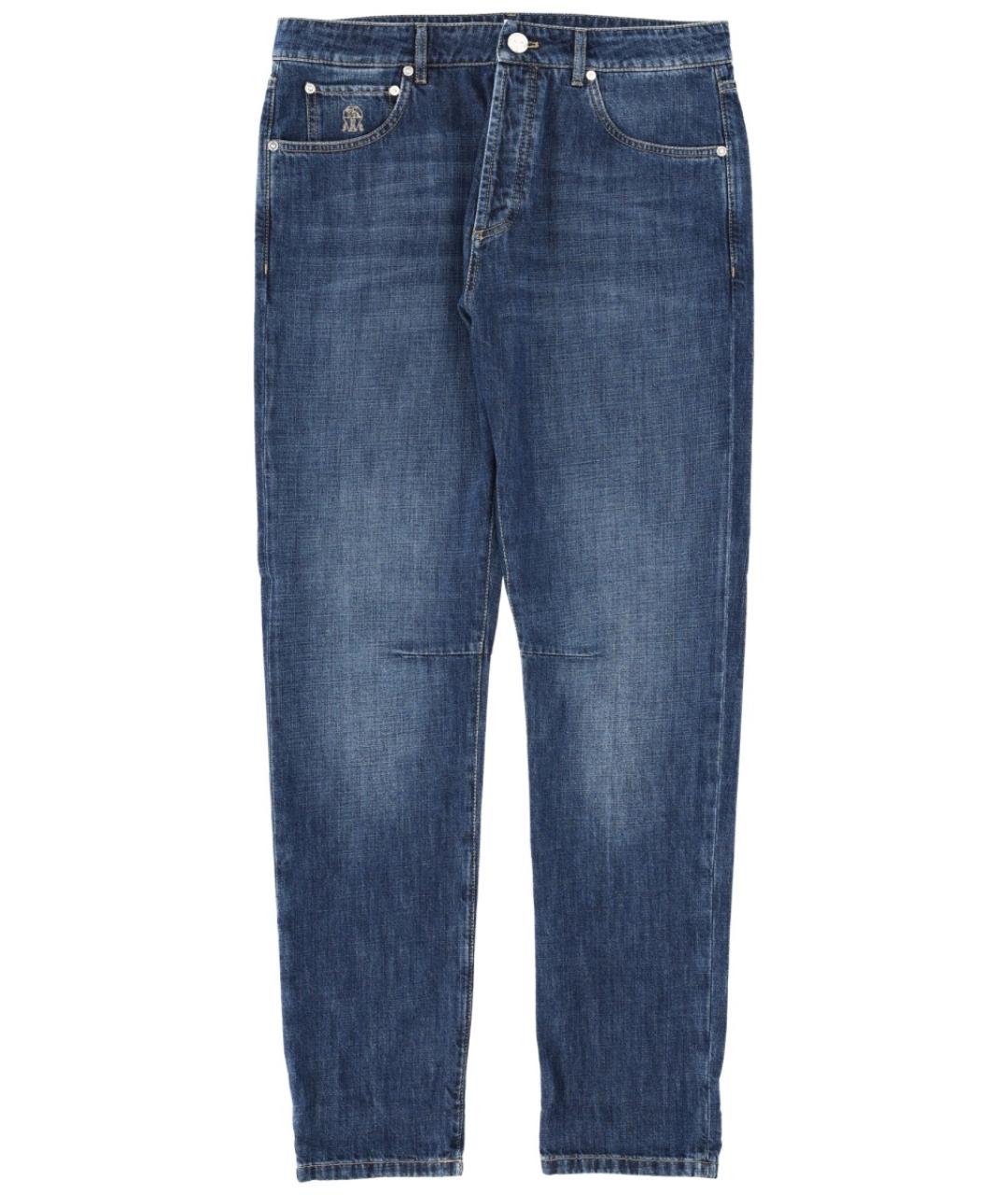 BRUNELLO CUCINELLI Синие хлопковые прямые джинсы, фото 1